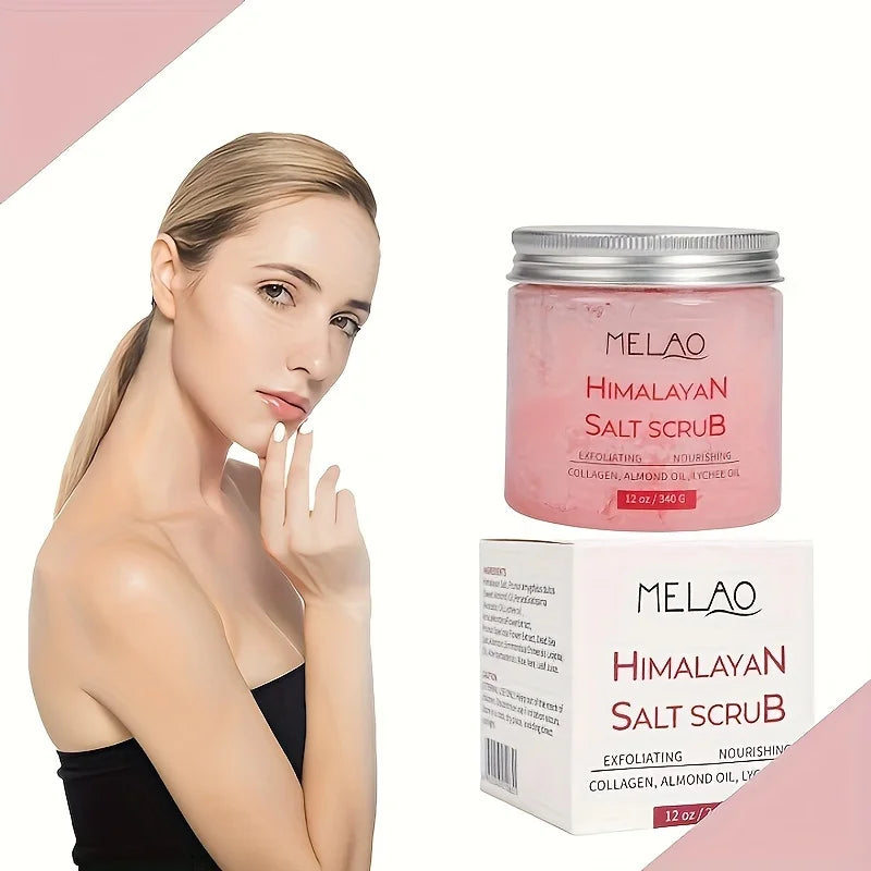 MELAO Himalayan Salt Scrub Face Foot &amp; Body Exfoliator Infused with Collagen and Stem Cell Exfoliating Salt Body Scrub