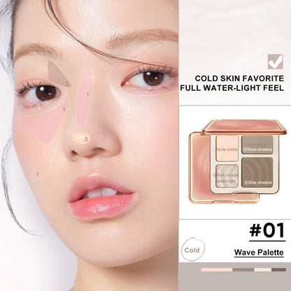 Judydoll Highlighter &amp; Contour Palette, Matte &amp; Shimmer, Sculpt &amp; Define, Natural Finish, Nose &amp; Jawline Contour, Beginner
