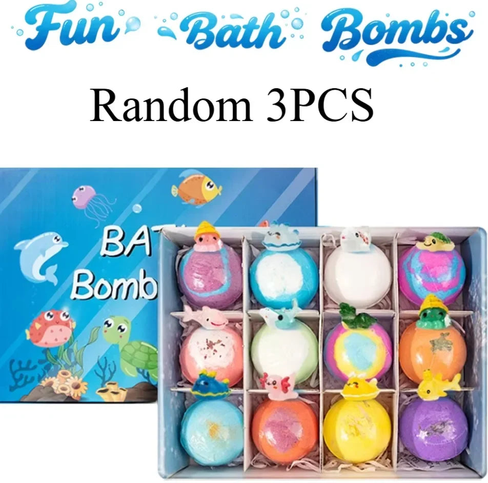 New 12PCS Ocean Toy Bath Salt Bombs, Bubble Bath Balls for Adults &amp; Kids, Fun Educational Bath Toys Party Favor Set