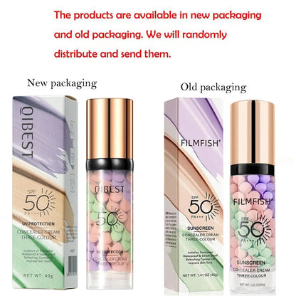 Face Makeup Primer Tri-color Cream Contour Color Isolation Waterproof Makeup Foundation Natural Makeup Base Cream 40g