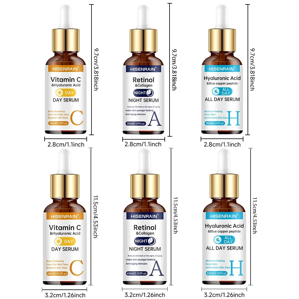 HISENRAIN Vitamin C + Retinol + Hyaluronic Acid Serum Duo | Anti-Aging Brightening &amp; Hydration Combo | For All Skin Type.