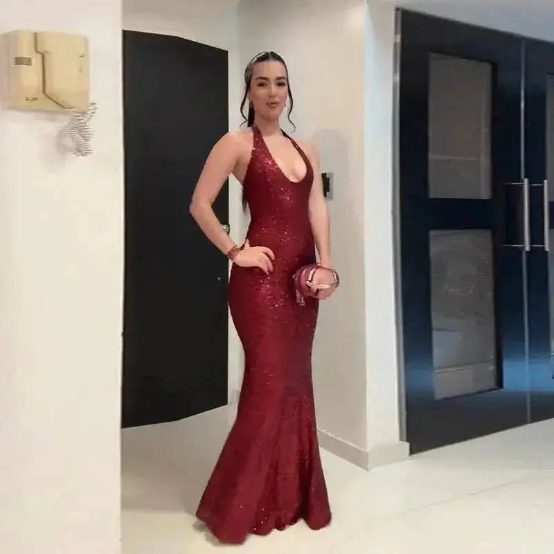 Sexy Shiny Sequined Mesh Club Evening Party Dresses Women 2026 Summer Autumn Sleeveless Backless Bodycon Maxi Long Dress by Dropshipman