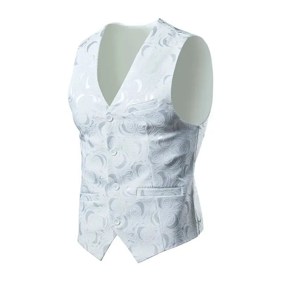 2026 Luxury Business Jacquard Suit Vest Men Slim Fit Tops Black White Wedding Social Dance Party Dress Size 6XL 7XL 8XL SHOPEZRA L.L.C.