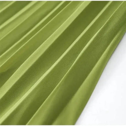 Green Fishbone Corset Halter Maxi Dress Women Sleeveless Backless Pleated Patchwork Slim Dresses Lady Solid Party Evening Gown by Dropshipman