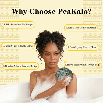PeaKalo Authentic African Net Sponge-2Pcs Exfoliating Bath Shower Loofah Sponge, Gentle Back Scrubber for All Skin Types,Durable