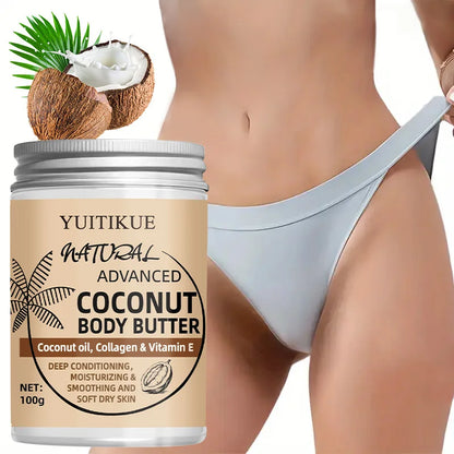 Advanced Coconut Body Butter 100g - Creamy Texture for Easy Absorption, Deeply Moisturizes &amp; Smooths Dry Skin