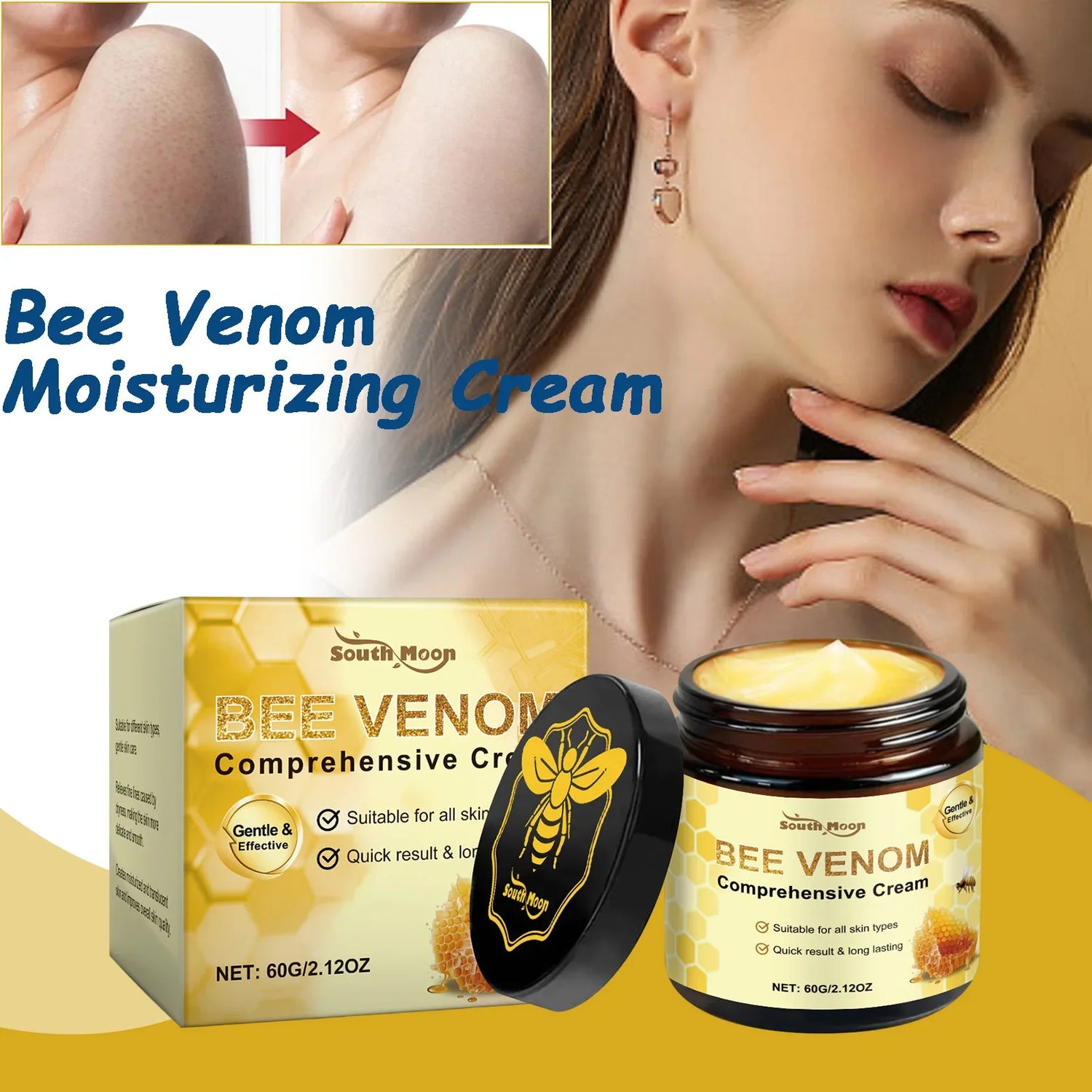 Bee Venom Skin Moisturizer Nourish Dryness Skin Anti Cellulite Firming Brightening Smoothing Body &amp; Face Care Creams Non-Greasy