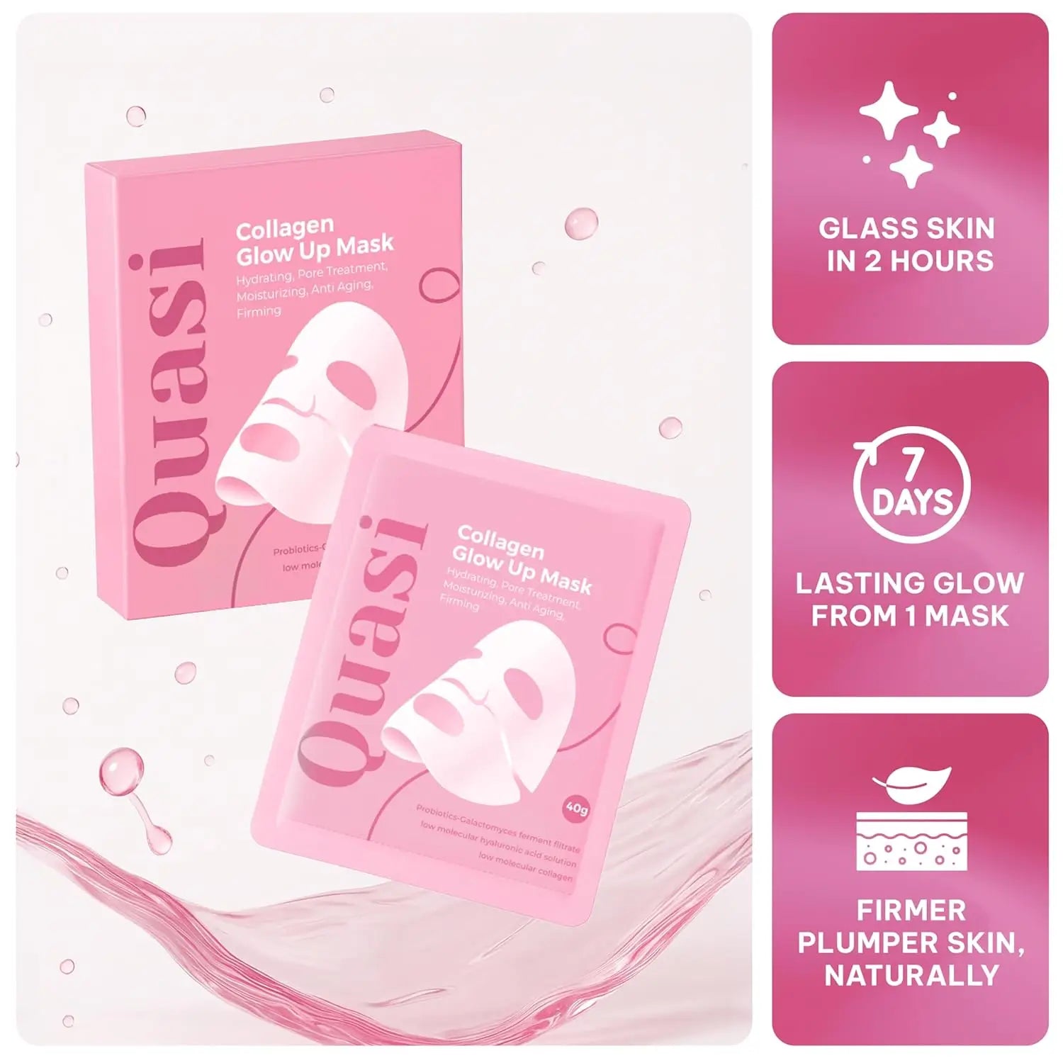 Collagen Face Mask Overnight – Hydrating Korean Sheet Mask – Niacinamide &amp; Low Molecular Collagen – Firming &amp; Smoothing Skinc