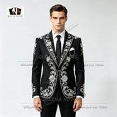 Striped Suits Men For Wedding Customzied Heavy Rhinestone Beadwork Jacket Pants 2 Pieces Sets Groom Tuxedo Attires Ropa Hombre SHOPEZRA L.L.C.