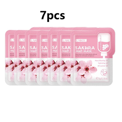 LAIKOU 7pcs Matcha Green Clay Mud Face Mask  Night Facial Packs dark circle Moisturize Mask for facecare