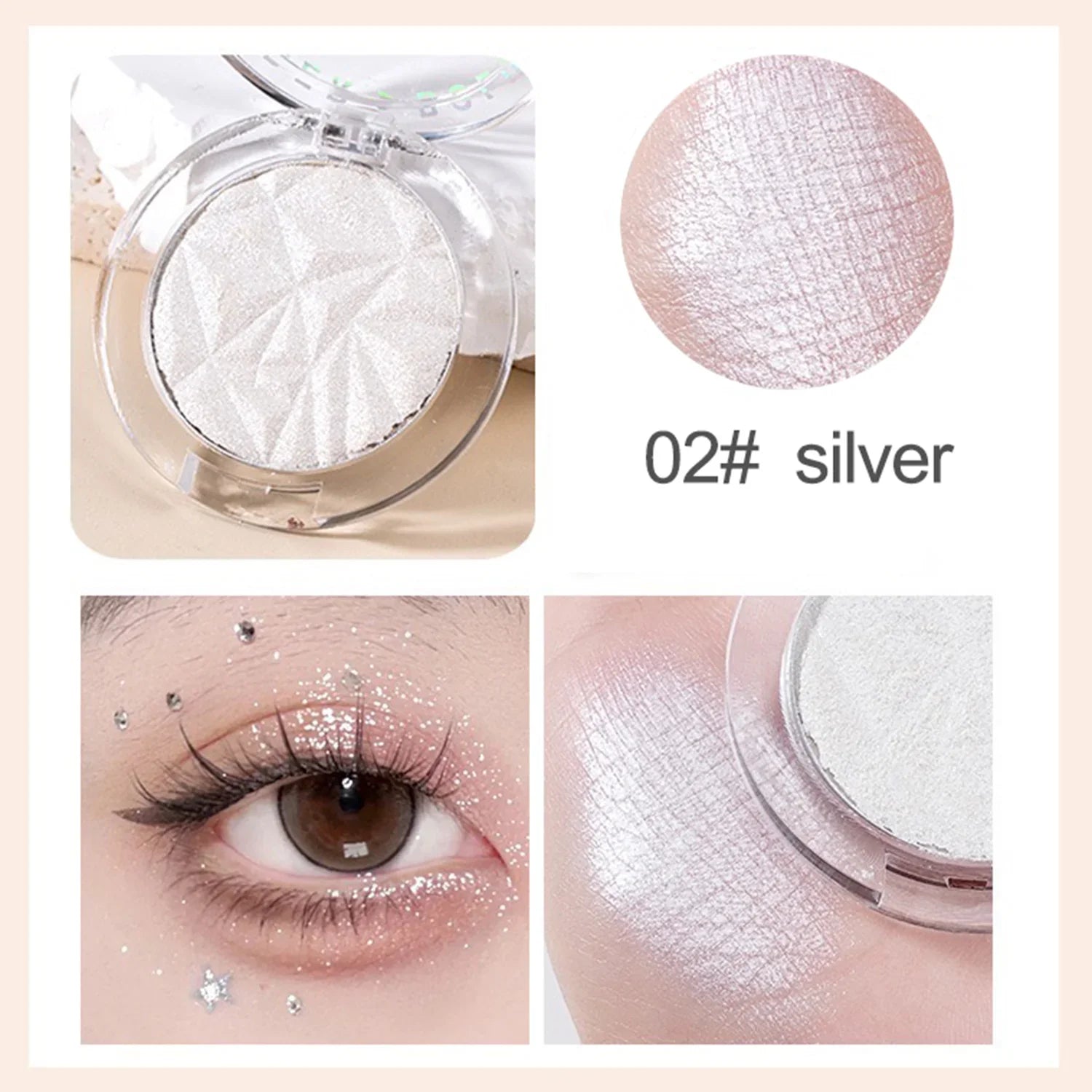 Shimmer Diamond Glow Highlighter 2-Color Palette – Brighten &amp; Contour, Radiant Skin, Natural Glow for Festival &amp; Daily Makeup