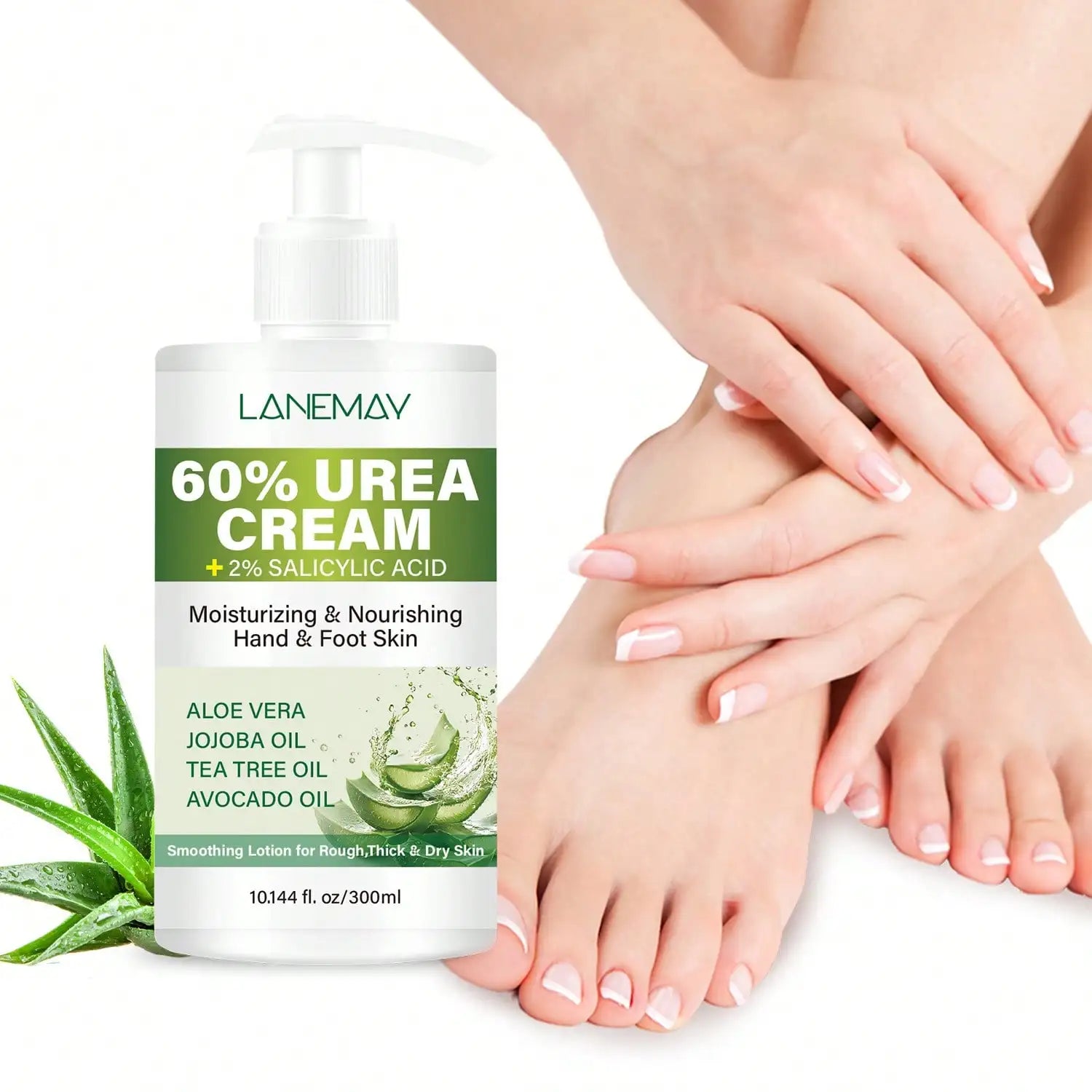 60% Urea Hand &amp; Foot Cream - Long-lasting Skin Moisturizer, Hydrates and Repairs the Skin Barrier, Softens and Brightens Skin