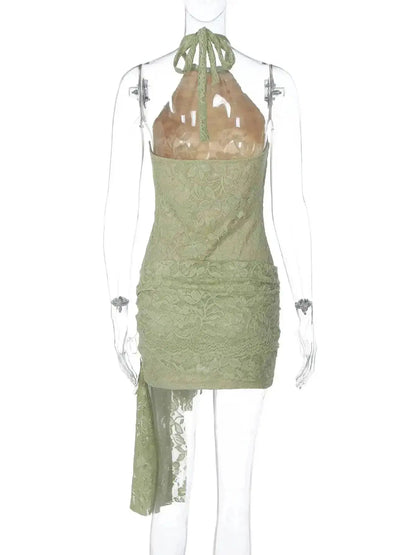 Townlike Ribbon Lace Slim Bodycon Dress Women Halter Mini 2025 Summer Dress Backless Nightclub Sexy Party Dresses by Dropshipman