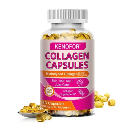 Kenofor 120 Hydrolyzed Collagen Capsules - Support Skin &amp; Joint &amp; Hair &amp; Nail Health - Collagen Supplement