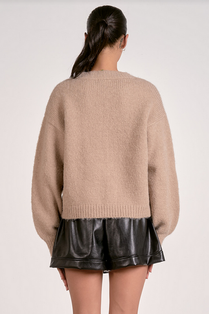 The Cozy Tie Cardigan: Macchiato