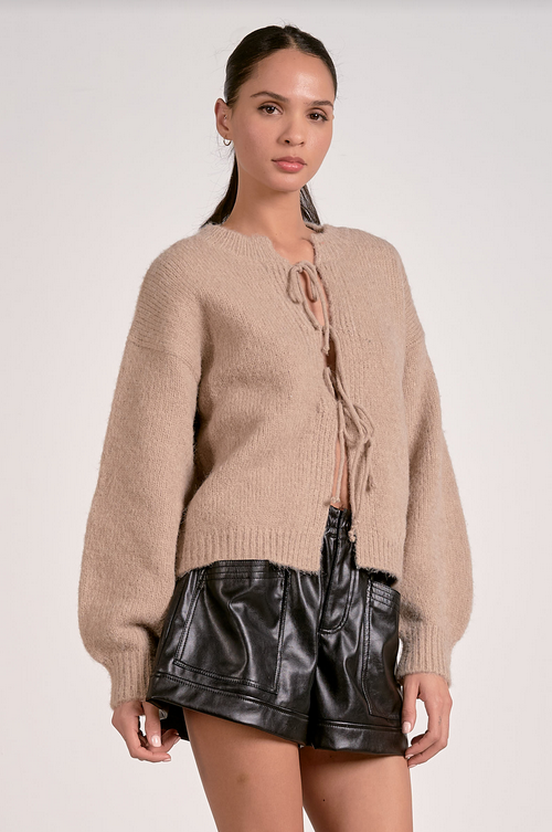 The Cozy Tie Cardigan: Macchiato