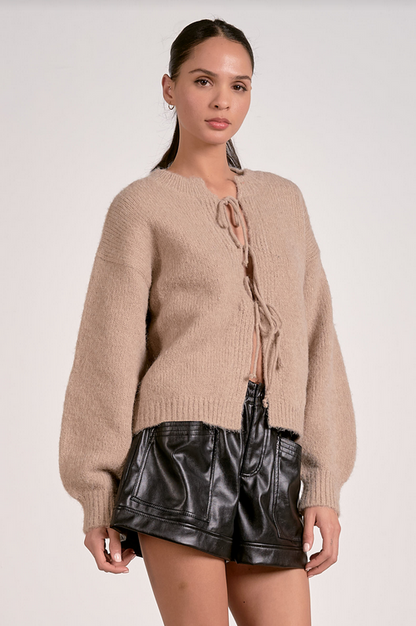 The Cozy Tie Cardigan: Macchiato