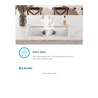 Elkay Quartz Classic 25in. Undermount 1 Bowl White Granite/Quartz Composite Sink