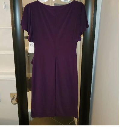 American Living Satin-Trim Ruffled Dress, Size 6/Purple