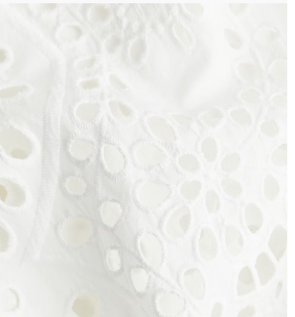 HandM Dress with Eyelet-Embroidered Sleeves, Medium