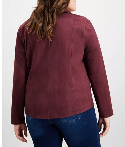 Style &amp; Co Plus Size Faux-Suede Jacket, 0X/Port