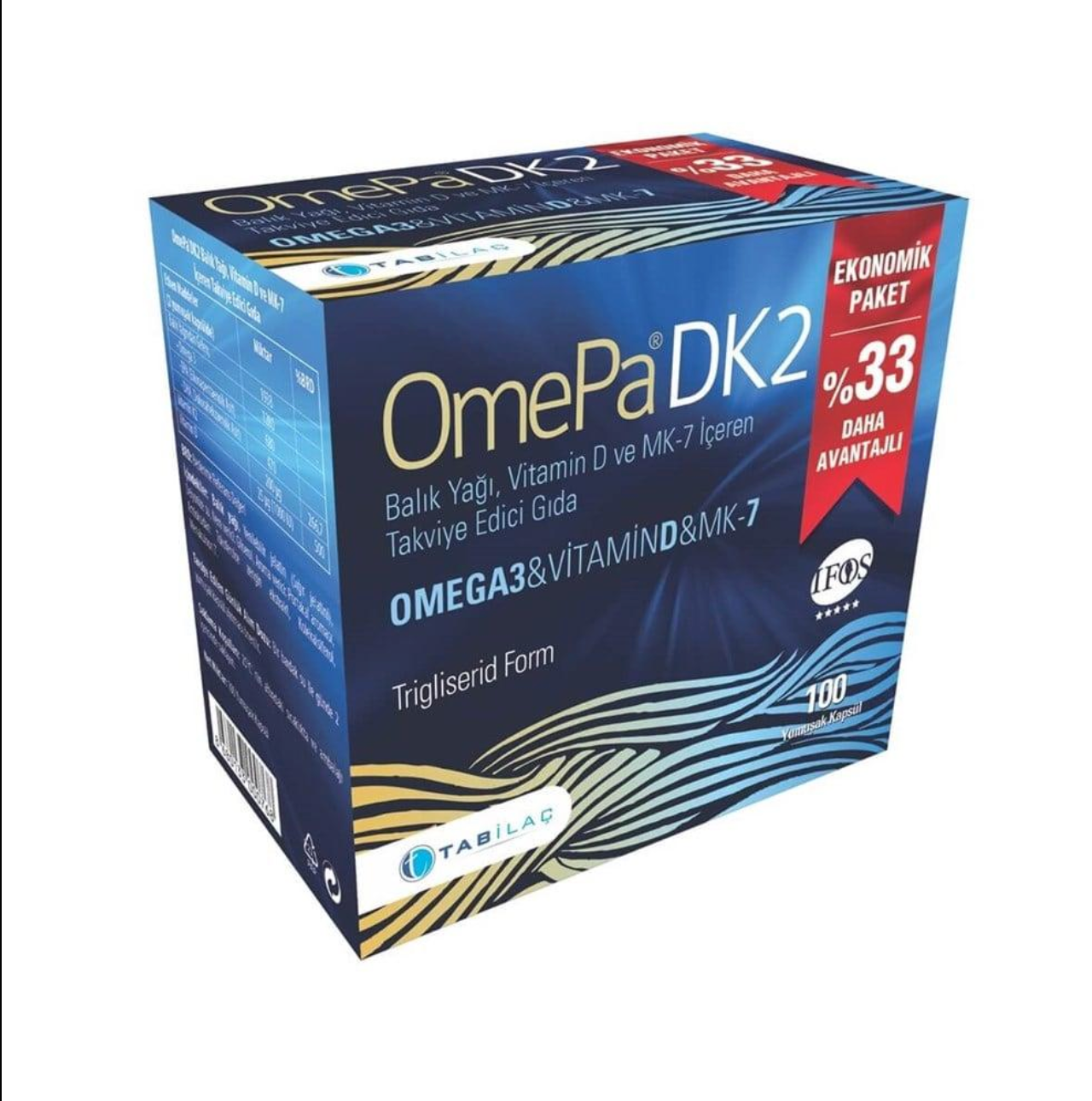 OmePa Omega-3, Vitamin D &amp; K2 - 100 Soft Capsules