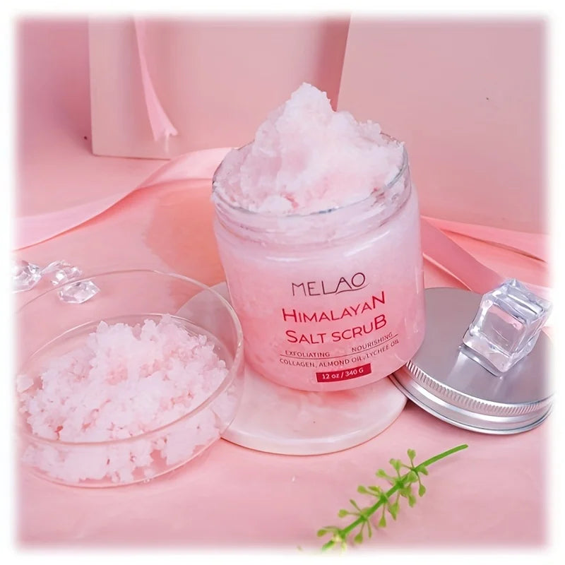 MELAO Himalayan Salt Scrub Face Foot &amp; Body Exfoliator Infused with Collagen and Stem Cell Exfoliating Salt Body Scrub