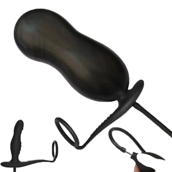 Inflatable Silicone Dildo Anal Plug With Penis Ring G Spot Prostate Massage Big Buttplug Ass Dilator Sex Toys For Gay/Men Women SHOPEZRA L.L.C.