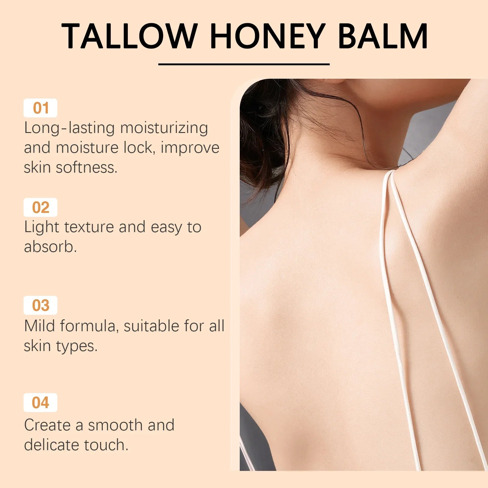 Beef Tallow Honey Cream Brightening Fade Dark Spots Remove Melanin Firming Non-Greasy Lasting Moisturizing Soothing Body Lotion
