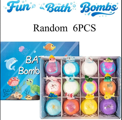 New 12PCS Ocean Toy Bath Salt Bombs, Bubble Bath Balls for Adults &amp; Kids, Fun Educational Bath Toys Party Favor Set
