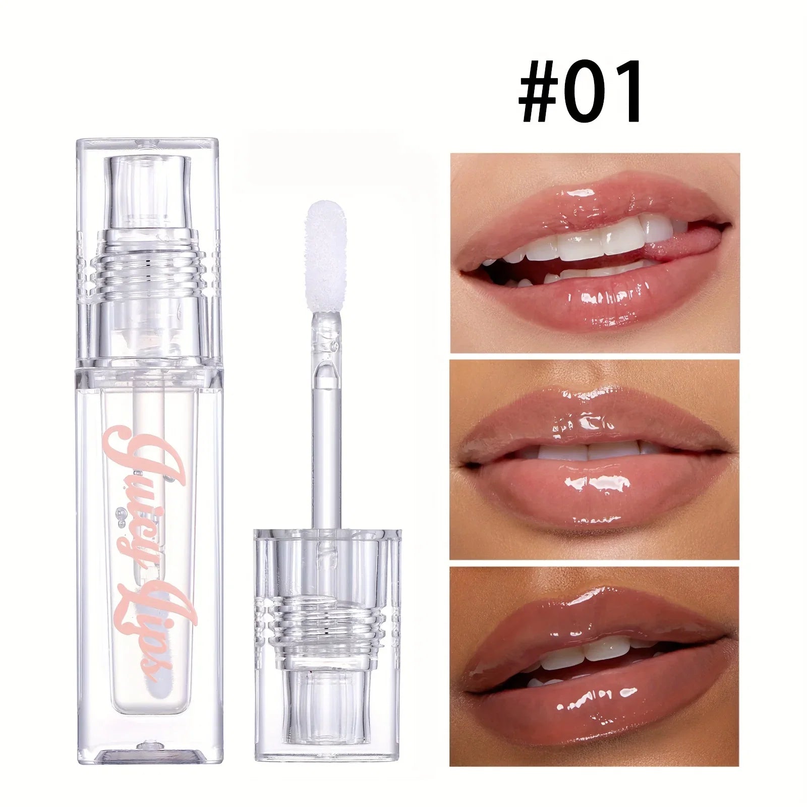 Hydrating Crystal Lip Oil - Plumping &amp; Moisturizing Gloss with Tinted Shades for All Skin Types