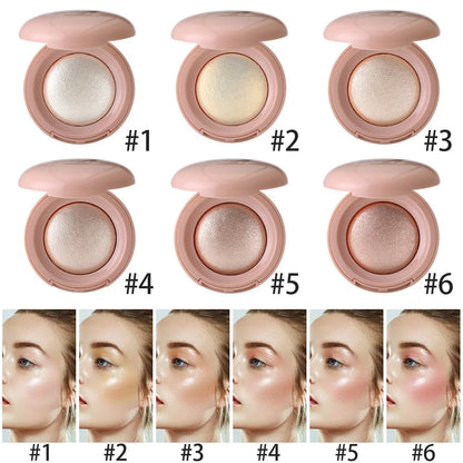 Monochrome Face Brightening Highlighter, Lightweight Non-Greasy Glitter Powder with Subtle Shimmer,Light Beige Brightening