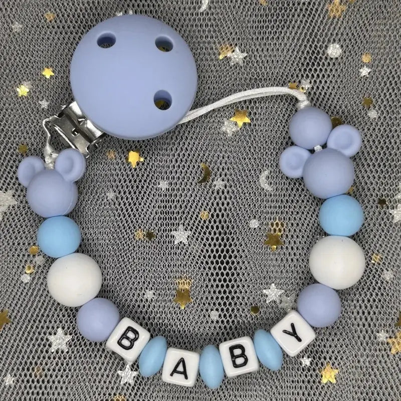 2026 Custom Name Baby Pacifier Clips Chain Silicone Beads Teether Toys Dummy Holder Russian English Name Pacifier Chain Newborn SHOPEZRA L.L.C.
