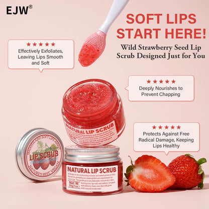 Strawberry Lip Scrub &amp; Repair, Exfoliator &amp; Moisturizer for Chapped, Dry and Flaky Lips,Sugar Lip Scrub Improve Dullness Remove.