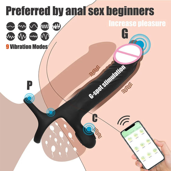 Vibrator Anal Dildo Strap-on-Dildo Doppeldurchdringung Cock Penisring Vibrator Analplug Prostatamassagegerät Sexspielzeug für Männer