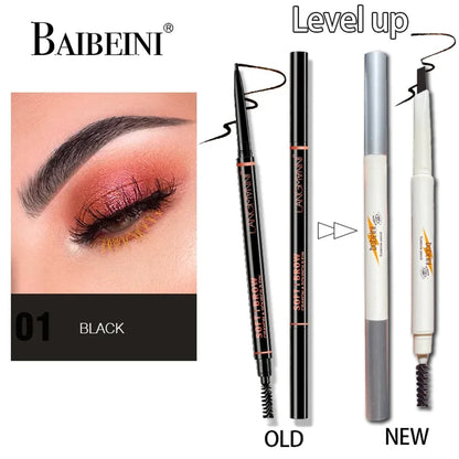 Thin-Head Double-Ended Eyebrow Pencil – Waterproof, Long-Lasting, Auto-Rotate, Brush Tip, Contour, Natural, Certified, Unisex