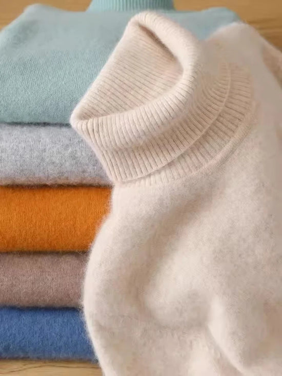 Herren Pullover aus 100 % reinem Kaschmir mit hohem Revers, gestrickter Wolle, Winter, neue Oberteile, Langarm, High-End-Pullover