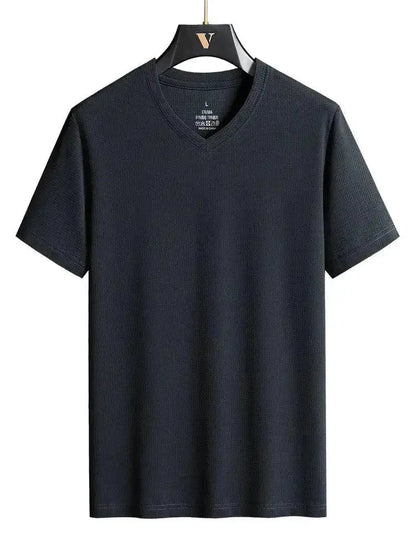 Plus Size 7XL 8XL 9XL Summer V-Neck T-shirts For Men Ice Silk Cooling Quick-dry Breathable Men&