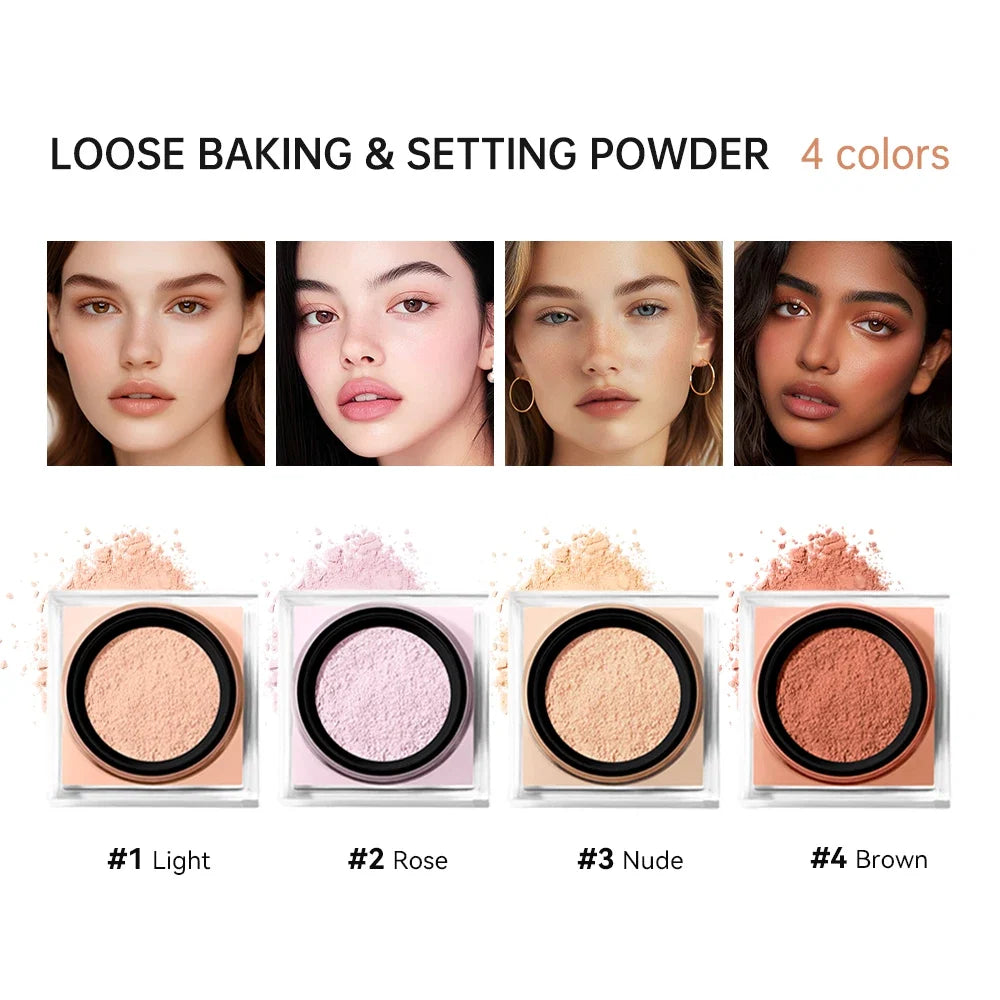 Waterproof Loose Baking&amp;Setting Powder Long Lasting Oil Control Matte Setting Powder Natural Brightening Face Cosmetics