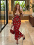 Women Two Tone Dot Print Long Sleeve Split Midi Dress Y2K Deep V Drawstring Slim Mermaid Skirt 2026 Street Club Party Outfit SHOPEZRA L.L.C.