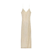 Rhinestone Shining Sexy Evening Dress Women Sleeveless Backless Slim Party Pleated Gown Female Dresses Street Vacation Lady Robe SHOPEZRA L.L.C.