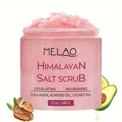 MELAO Himalayan Salt Scrub Face Foot &amp; Body Exfoliator Infused with Collagen and Stem Cell Exfoliating Salt Body Scrub
