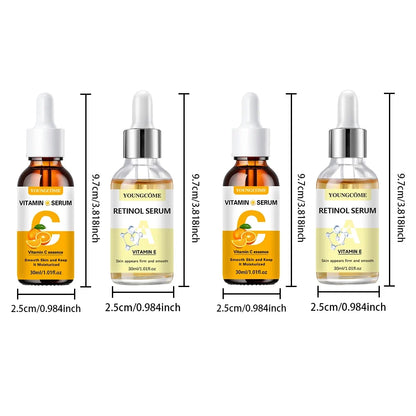 YOUNGCOME 2pcs Vitamin C and Retinol Fortified Serum Rich in VC Keep Skin Hydrated and Smooth Smooth Fine Lines and Wrinkles