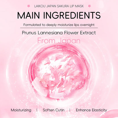 LAIKOU Sakura Lip Mask - Overnight Hydrating Lip Balm for Plump Lip Lines Beauty Care