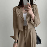 Suit Coat 2 Piece Set Women Blazer Jacket Straight Pants Ensemble Single Breasted Turn Down Collar Trousers Office Lady Outfits SHOPEZRA L.L.C.