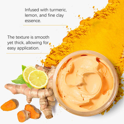 Turmeric and Lemon Deep Cleansing and Pore-Minimizing Clay Mask; Exfoliating and Brightening Clay Mask; Used for Skin Repair.