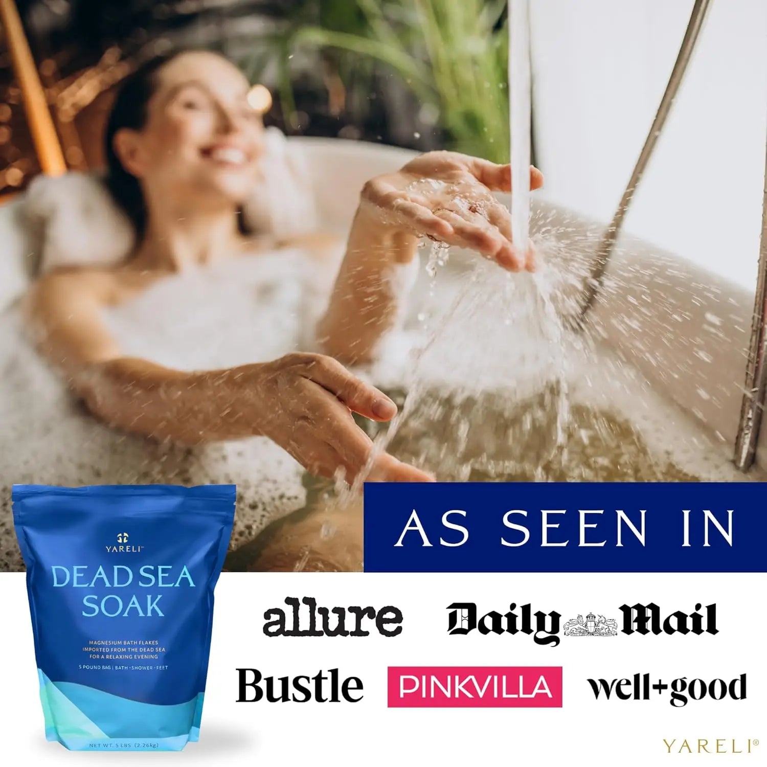 Magnesium Flakes 15lb Dead Sea Bath &amp; Foot Soak, Over 800,000mg Magnesium Chloride Per Bag, Alternative to Epsom Salt for Sore