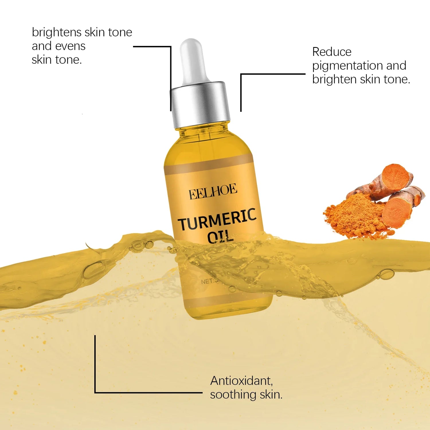 Turmeric Facial Oil Lightening Face Moisturizing &amp; Skin Repair Smooth Deep Moisturizing Brightening Skin Care Essence Oil