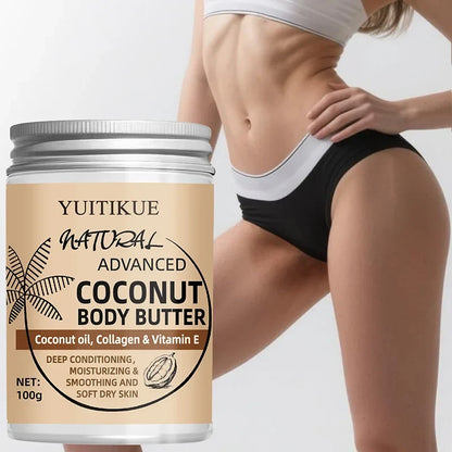 Advanced Coconut Body Butter 100g - Creamy Texture for Easy Absorption, Deeply Moisturizes &amp; Smooths Dry Skin