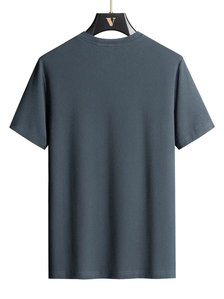 Plus Size 7XL 8XL 9XL Summer V-Neck T-shirts For Men Ice Silk Cooling Quick-dry Breathable Men&